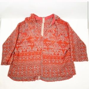 Free People Red + Gray Sherpa Pullover